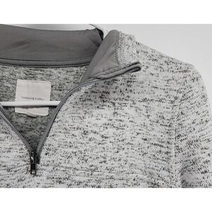 THREAD + SUPPLY Gray And White‎  1/4 Zip Fleece Pullover Size Small Preppy